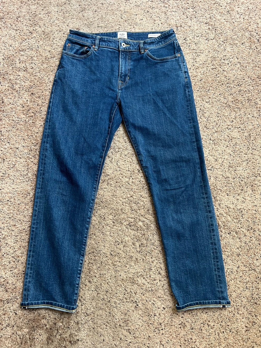 Flint and Tinder Selvedge Denim Jeans Medium Wash Straight Fit 32x32 Made in USA